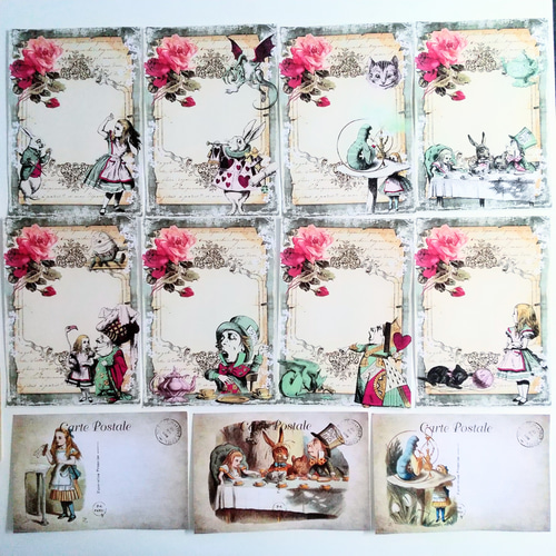 不思議の国のアリス 紙モノ大量セット まとめ売り おすそ分けファイル コラージュ A5サイズ◇不思議の国のアリスのファイルブック①◇アリスの紙