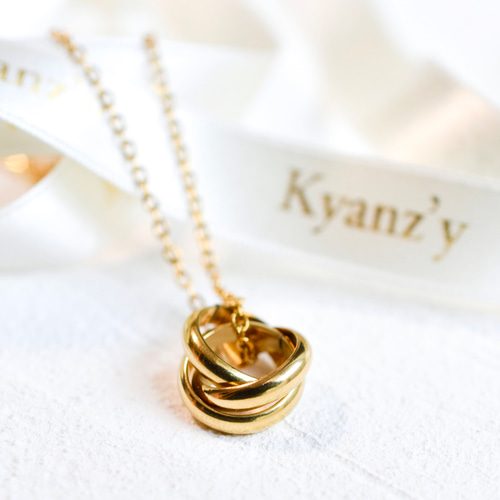 ♡つけっぱなしOK♡トリニティネックレス/316L/18K仕上げ ネックレス