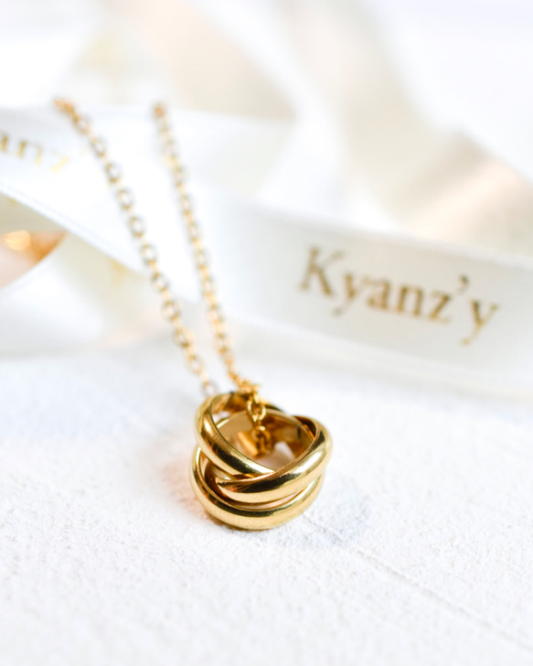 ♡つけっぱなしOK♡トリニティネックレス/316L/18K仕上げ ネックレス