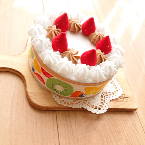フェルトケーキ (帯柄・フルーツ) ハーフバースデーケーキ