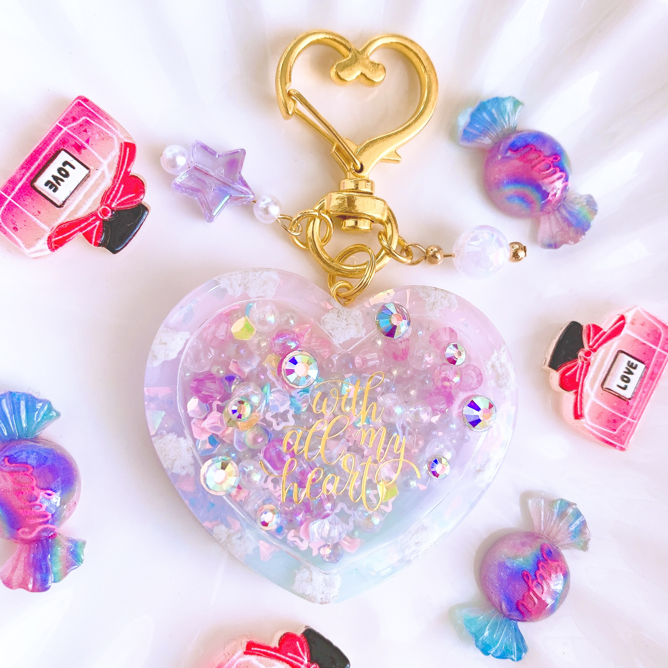 ゆめかわ シャカシャカキーホルダー 雲 ハート シェイカー