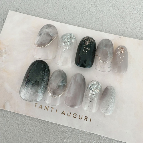 043【7点】【サイズ変更】【1点チップ変更】ピンクマグネット大理石