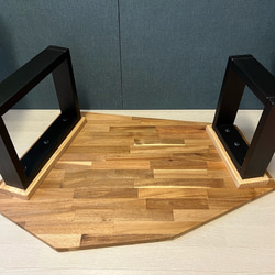 【送料無料】 ローテーブル 変形 90cm アカシア 木組ボルト連結脚 9枚目の画像