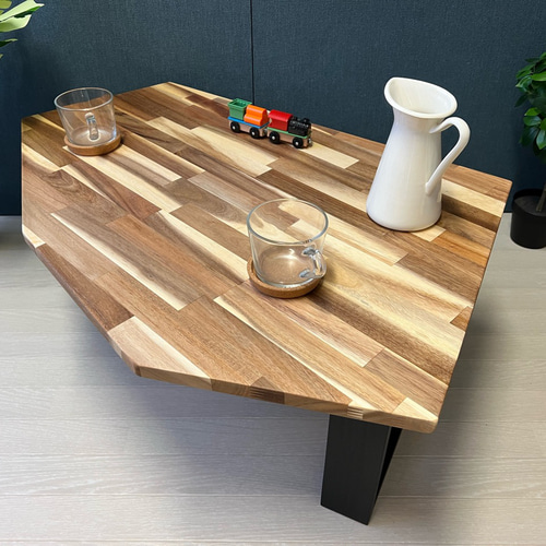 送料無料】 ローテーブル 変形 90cm アカシア 木組ボルト連結脚
