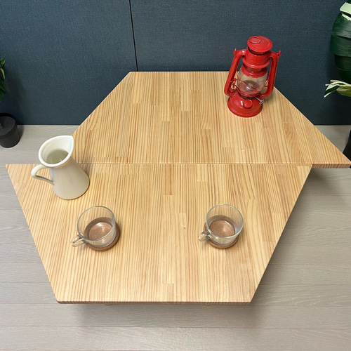 送料無料】 ローテーブル 6角形 90cm 2分割 パイン 折りたたみ脚 送料