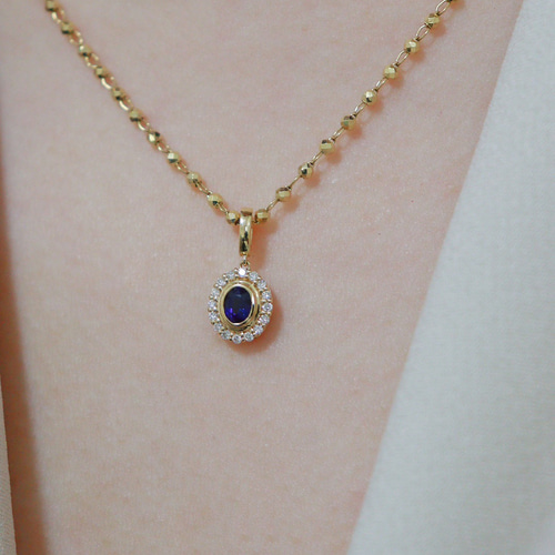 サファイアペンダントトップ&リング セット ネックレス