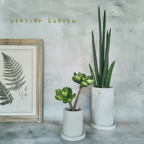フェイクグリーンの鉢植え2点セット(サンスベリア·スタッキー