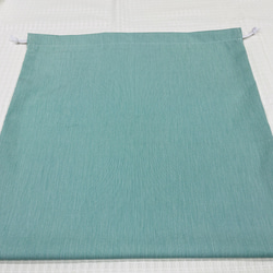 大きな巾着袋　縦50ｃｍ横50cm  グリーンストライプ 1枚目の画像