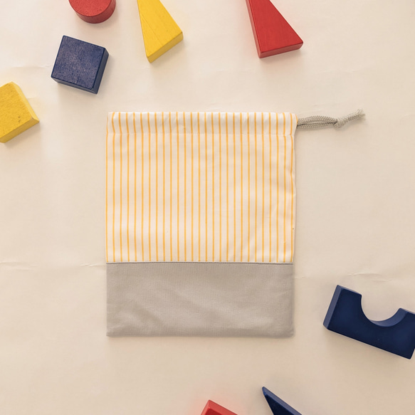 黄色ストライプのシンプルコップ袋　入園入学グッズ女の子　男の子 4枚目の画像