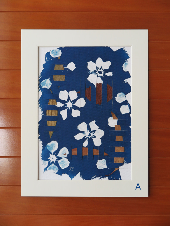 植物剪影。編織藍曬框畫 Botanic Weaving Cyanotype Framed Art Piece 第2張的照片