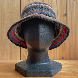 かぎ針編みバケットハット ニット帽 Sサイズ（頭回り約55-56.5cm）-01 2枚目の画像