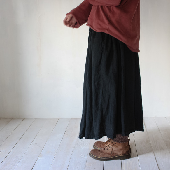 Amiri / linen gather skirt / 憲法黒色　草木染めリネンスカート 12枚目の画像