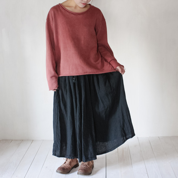 Amiri / linen gather skirt / 憲法黒色　草木染めリネンスカート 10枚目の画像