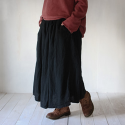 Amiri / linen gather skirt / 憲法黒色　草木染めリネンスカート 13枚目の画像