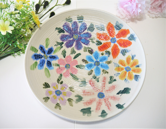 〈一点もの〉大皿・花文様 1枚目の画像