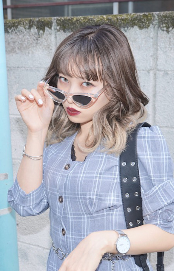 Cat Eye Clear Sunglass サングラス ホワイト 白 ストリート 1枚目の画像