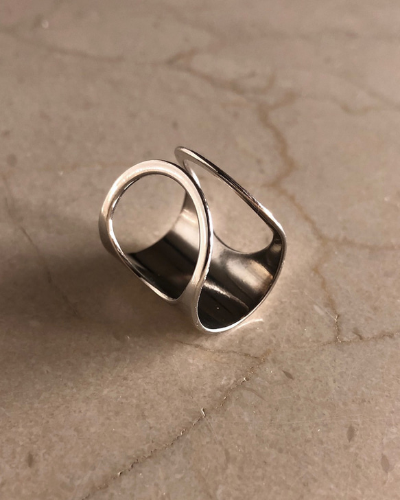 Wide Flat Maxi Ring (silver) 指輪 シルバー 銀色 ガーリー 6枚目の画像