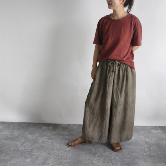 linen wide×wide / 老竹色　草木染めリネンパンツ 6枚目の画像