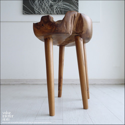 チーク無垢材 プリミティブチェアN07 イス 椅子 ベンチ 木製チェアー 天然木 手作り ナチュラル 素朴 銘木家具 5枚目の画像