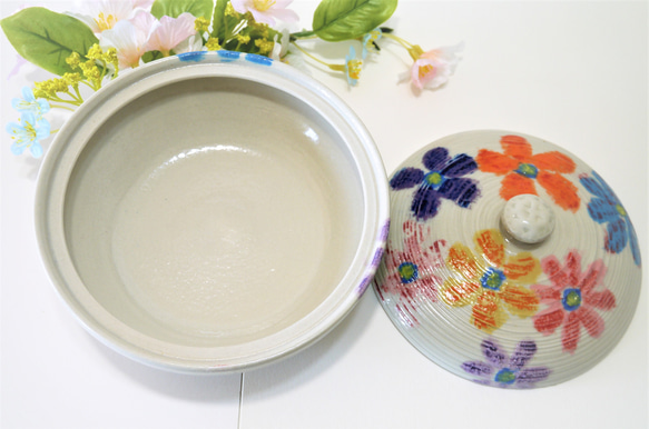 〈一点もの〉合子（蓋物）・花文様 5枚目の画像