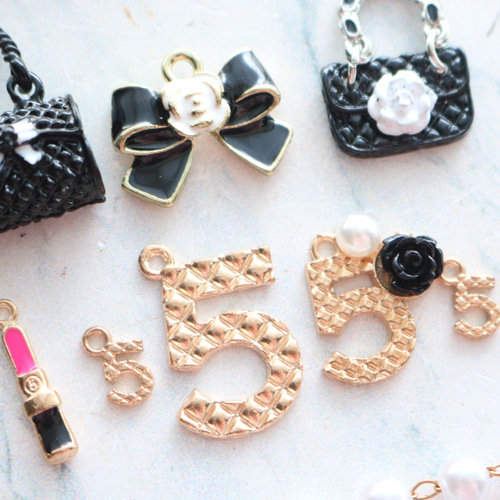 9個 口紅 リボン カメリア 5番 ハンドバッグ チャーム アソート