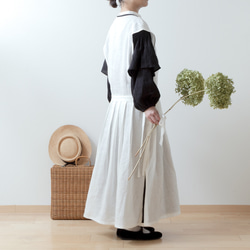 成人女孩圍裙 Cachecoeur 連身裙 - 法國亞麻/米白色 第3張的照片