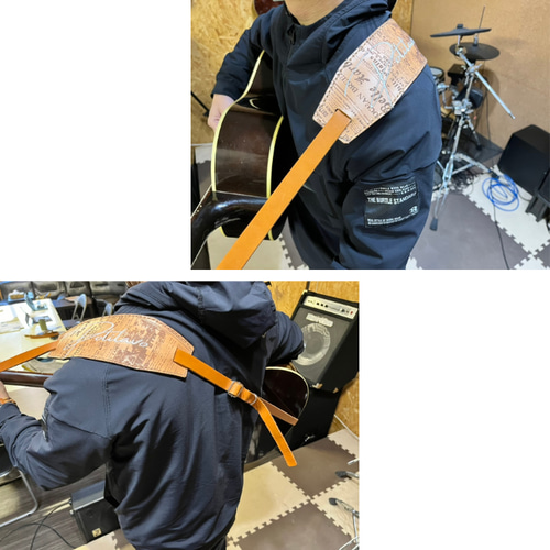 ギターストラップ 栃木レザー使用 お好きな文字刺繍します 英字