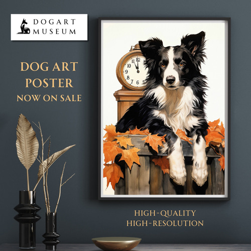 博識 - ボーダーコリー犬 No.2】ジークレー版画＊名入れOK