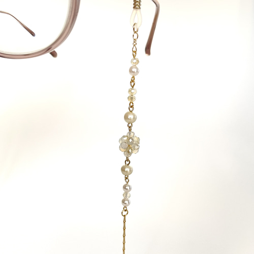 パール・ガラスビーズ＊エレガントなメガネチェーン／グラスコード