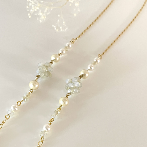 パール・ガラスビーズ＊エレガントなメガネチェーン／グラスコード