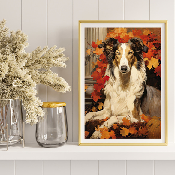 【博識 - ボルゾイ犬 No.1】 アートポスター 犬の絵 犬の絵画 犬のイラスト 8枚目の画像