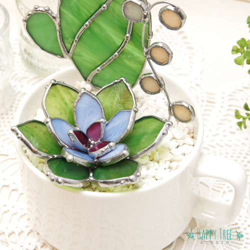 サボテンとお家のステンドグラスセット サボテンとお家のステンドグラスセット サボテンとお家のステンド