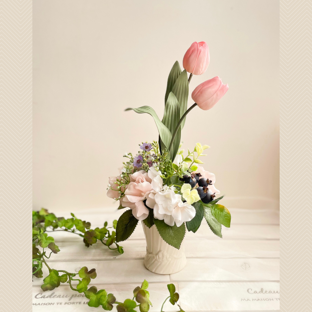 布花作品♡チューリップアレンジ