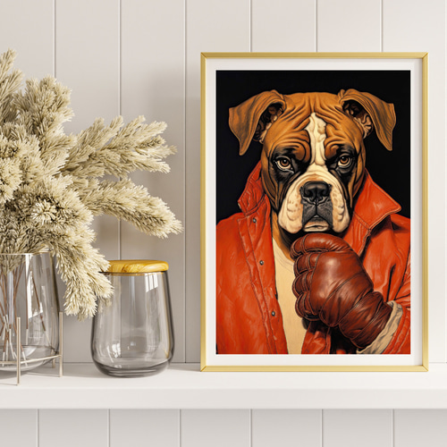 博識 - ボクサー犬 No.1】ジークレー版画＊名入れOK！ アートポスター