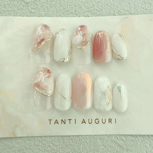 101))乳白色ネイル ホワイト フレンチガーリー ネイルチップ