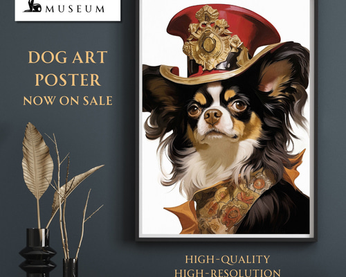 博識 - チワワ犬 No.3】 アートポスター 犬の絵 犬の絵画 犬の