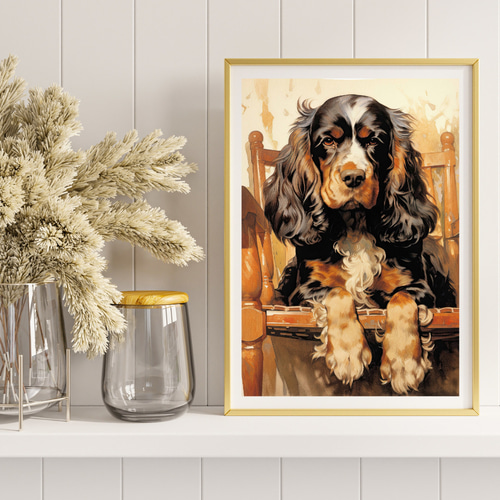 博識 - コッカースパニエル犬 No.1】ジークレー版画＊名入れOK