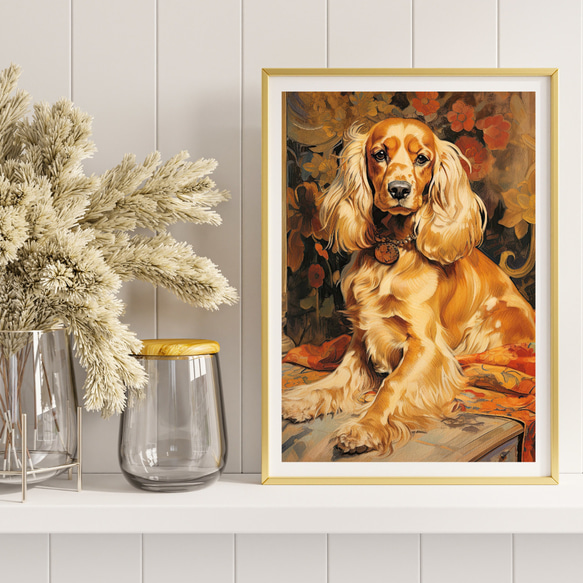 【博識 - コッカースパニエル犬 No.2】 アートポスター 犬の絵 犬の絵画 犬のイラスト 8枚目の画像