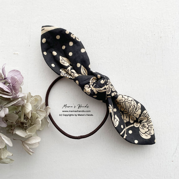 ブラック】ナチュラルリボン♡ヘアゴム2個セット ベロアリボン