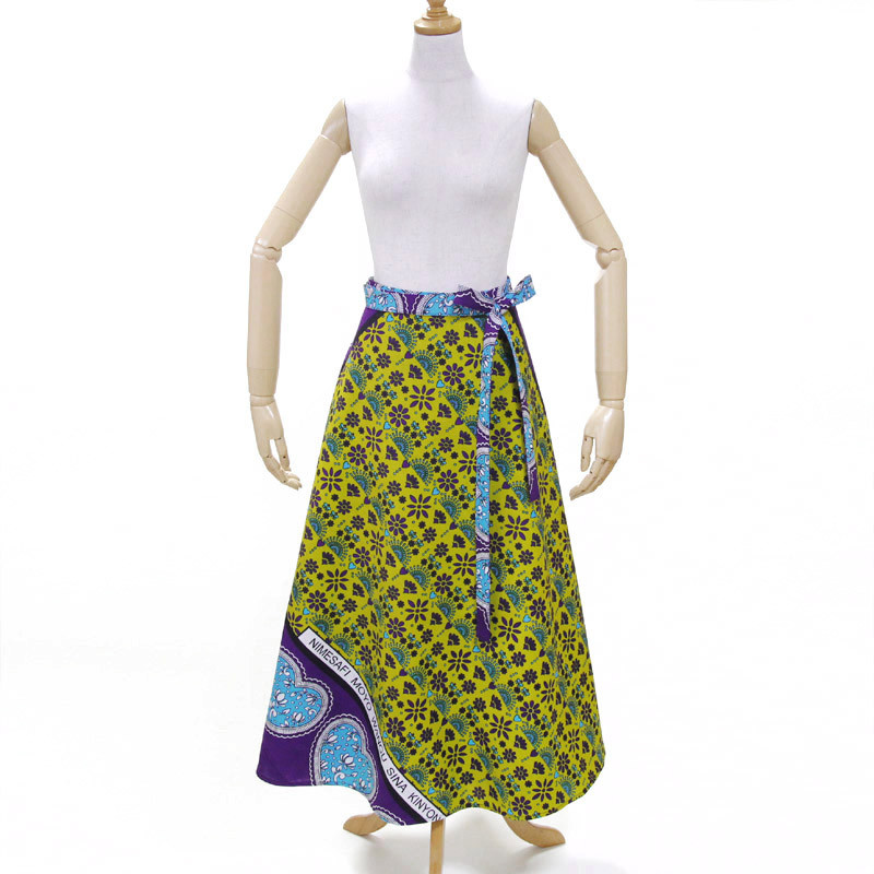 カンガの巻きスカート（ アフリカ布スカート ）ラップスカート ロングスカート 送料込み2026