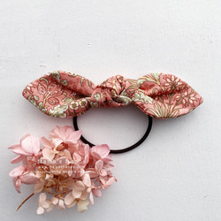 時尚 William Morris 粉紅春季花卉圖案緞帶髮帶 第1張的照片