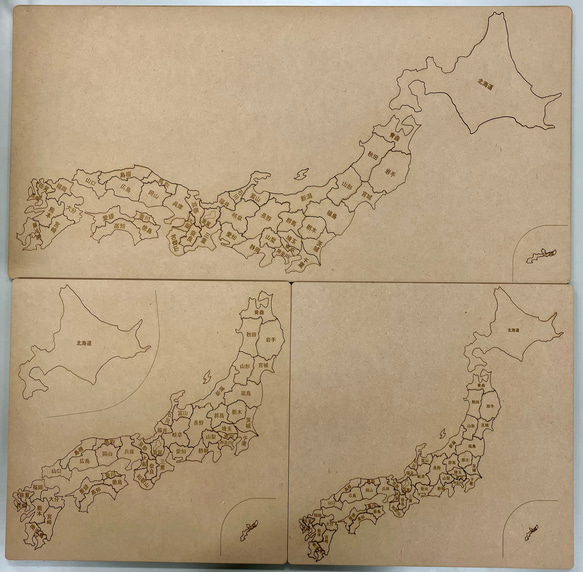 レーザー加工機で作った木製日本地図パズルⅢ【MDF】 4枚目の画像