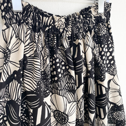 ♦︎特集掲載♦︎1番人気！ノルディックフラワー　綿麻ギャザースカート   生成り 4枚目の画像