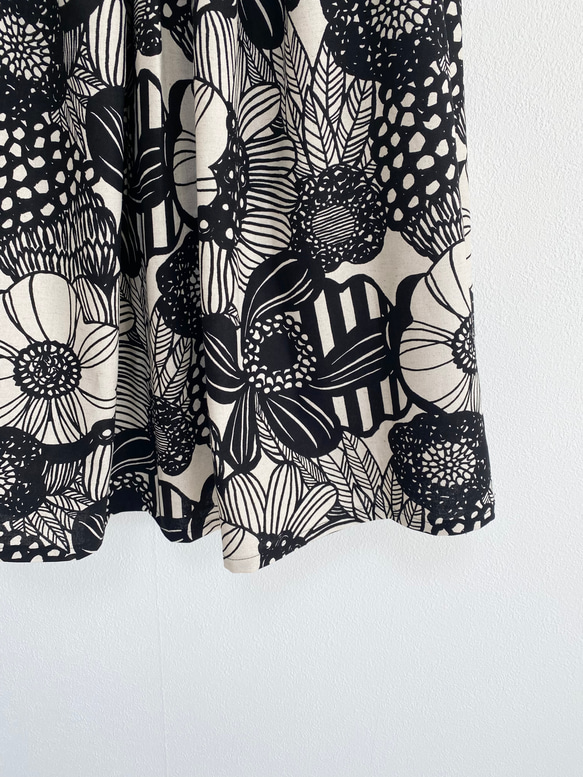 ♦︎特集掲載♦︎1番人気！ノルディックフラワー　綿麻ギャザースカート   生成り 5枚目の画像