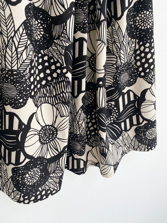 ♦︎特集掲載♦︎1番人気！ノルディックフラワー　綿麻ギャザースカート   生成り 6枚目の画像