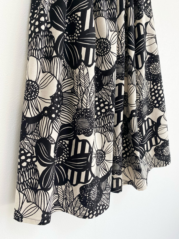 ♦︎特集掲載♦︎1番人気！ノルディックフラワー　綿麻ギャザースカート   生成り 7枚目の画像