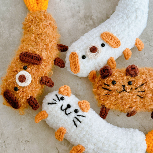 確認用]あみぐるみ クロ猫ちゃんとワンちゃん