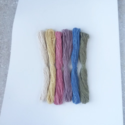 花刺繍カラー12m×6色/草木染め綿糸 0.7mm/手染め糸・刺繍糸・刺し子糸・クロスステッチ・ラッピング 1枚目の画像