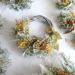 ミモザのドライフラワーガーランド◯ミニスワッグ3点◯ナチュラル