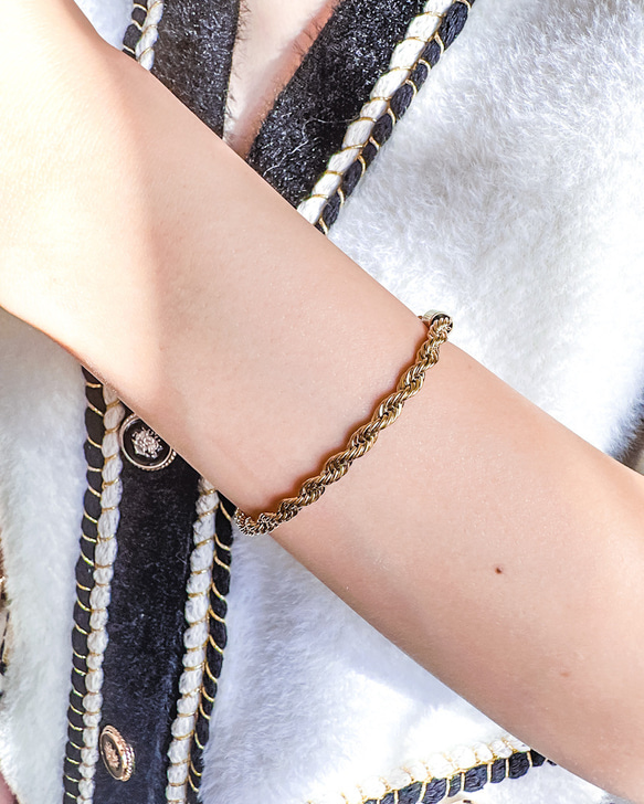 18K ツイストチェーン ブレスレット つけっぱなしOK♡/kyanzyツイストチェーンブレスレット/316L/18K